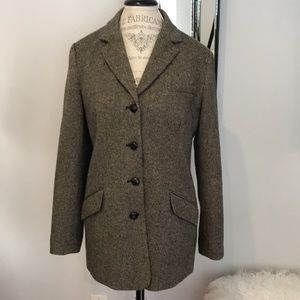 Orvis Merino Lambswool Herringbone Tweed 4 Button Jacket Sport Coat Size 12 EUC